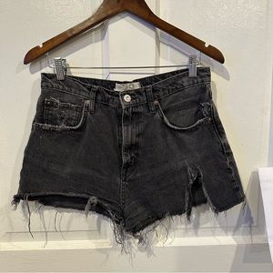 We the free black denim Jean shorts free people distressed size 29